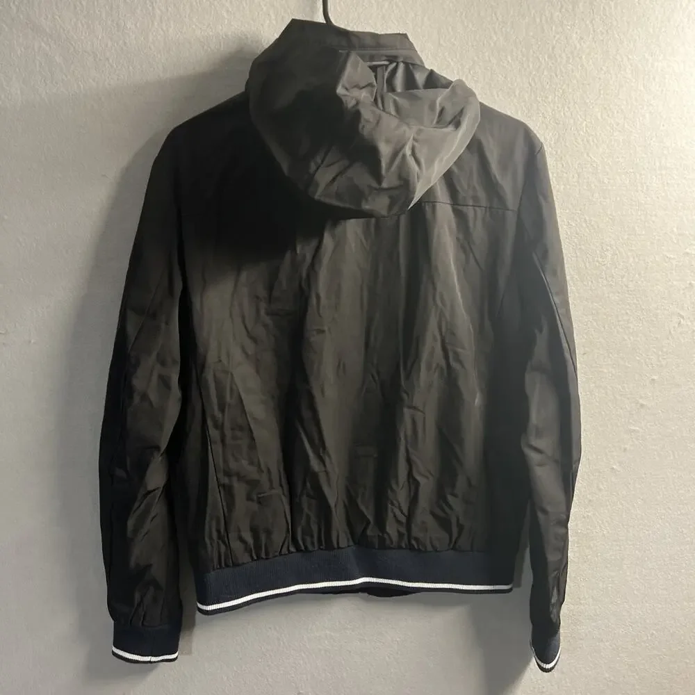 Calvin‎ Klein Men's Black Windbreaker Small Removable Hood Jock Reflective